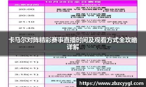 yy体育卡马尔对阵精彩赛事直播时间及观看方式全攻略详解